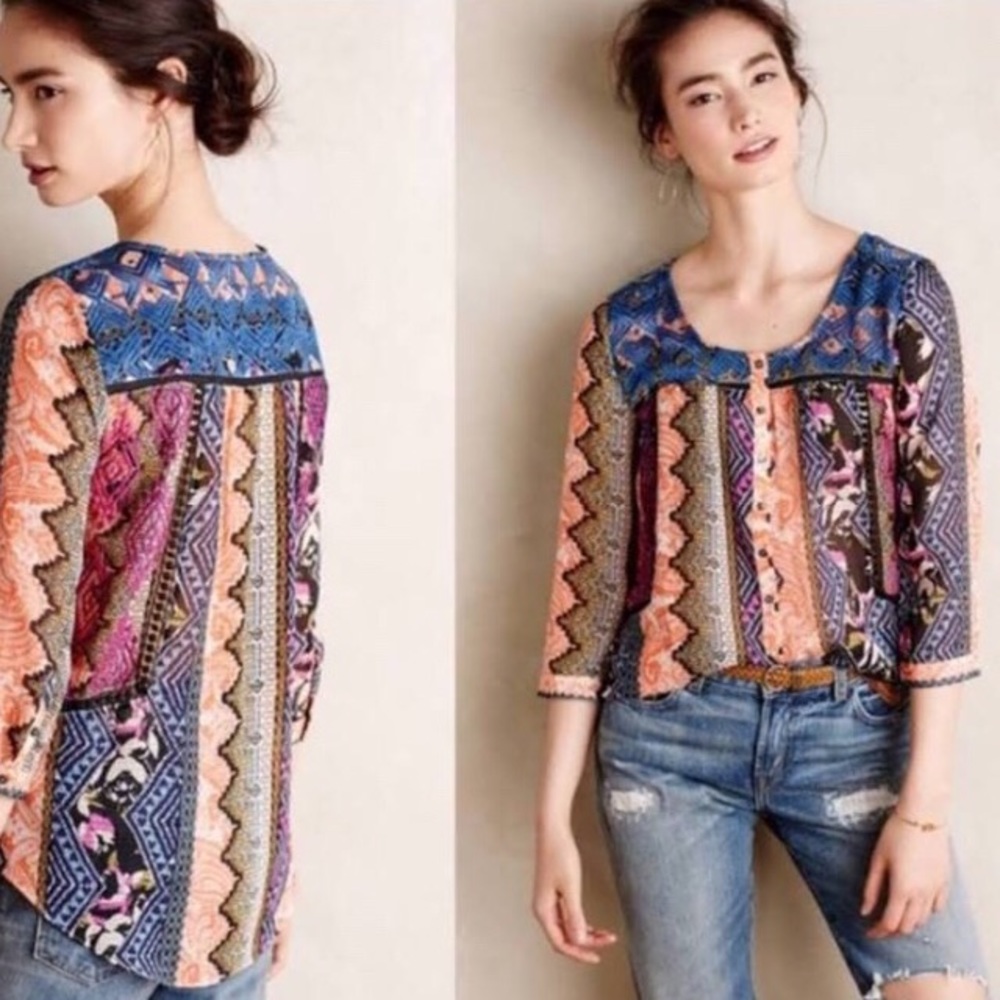 Anthropologie Vanessa Virginia Embroidered Blouse
